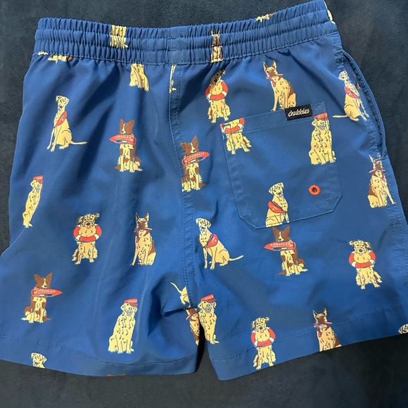 Blue Kids swim Shorts with Dog Print - Picture 2 of 2